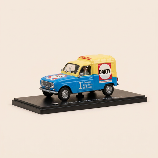Renault 4 fourgonnette bleue et jaune DARTY