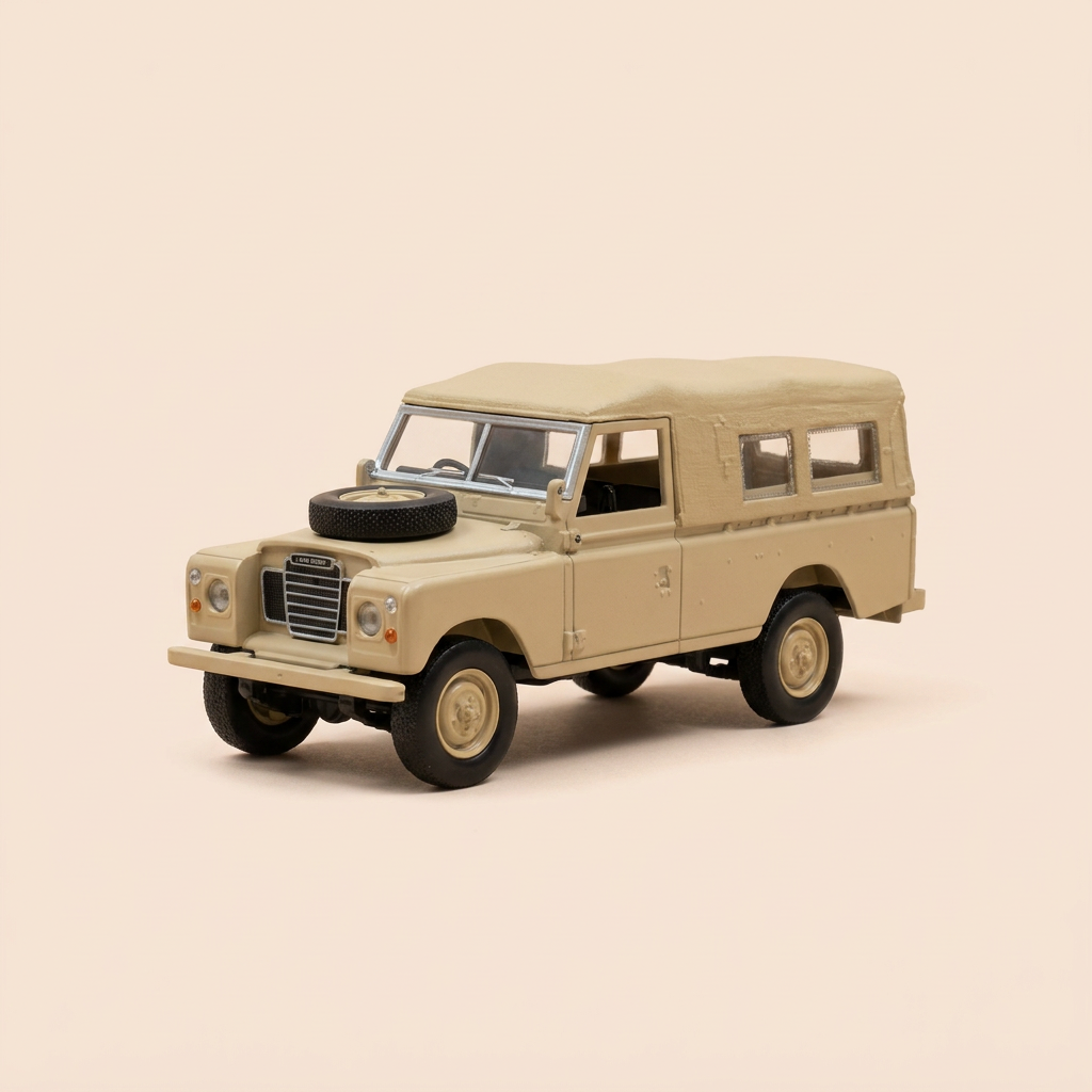 Land Rover marron Séries III 109 Military - Del Prado (1 RETRO A COLLER)