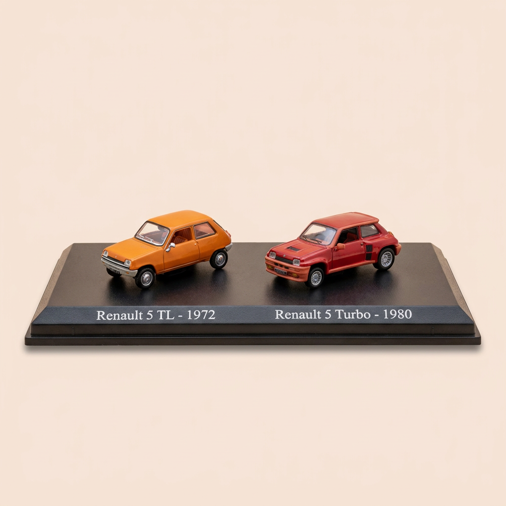 Renault 5 TL orange de 1972 + Renault 5 Turbo rouge de 1980 (Echelle HO)