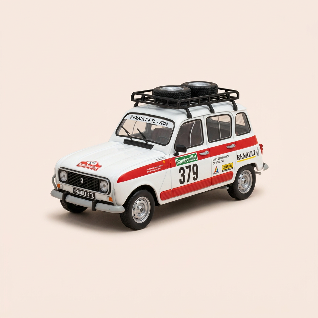 Renault 4 TL blanche numéro 379 (voiture de rallye) - NOREV (coffret boite rectangle)