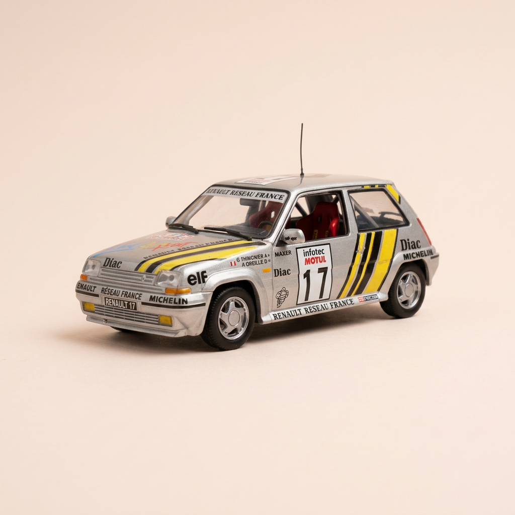 Renault 5 GT Turbo "Diac" grise et jaune numéro 17 - Tour de Corse 1989 - NOREV (coffret boite rectangle)