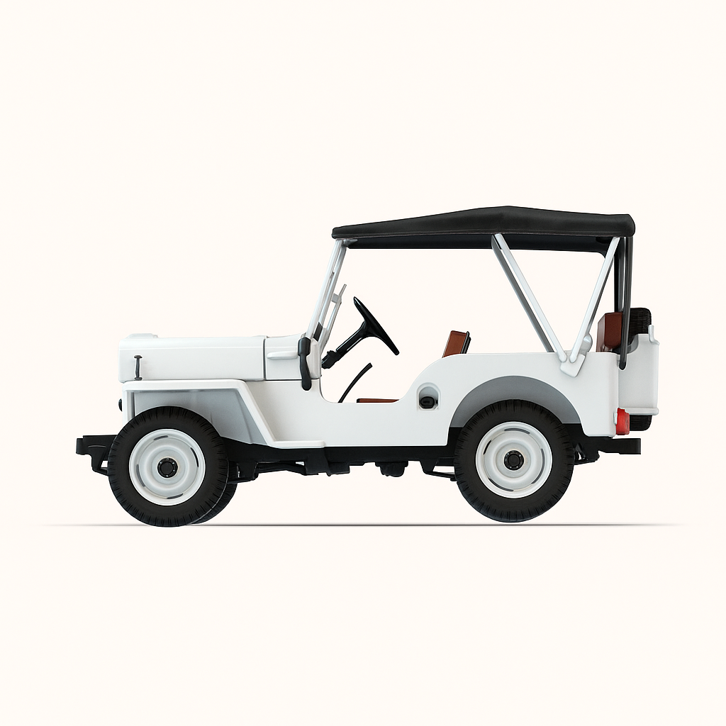 1960 Wäissen Hotchkiss JH102 mat schwaarzem Daach (Jeep)