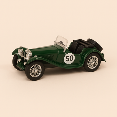 Photo professionnelle de la voiture miniature Jaguar Ss100 Racing Verte Solido Reference 4146 - Image clean haute qualité