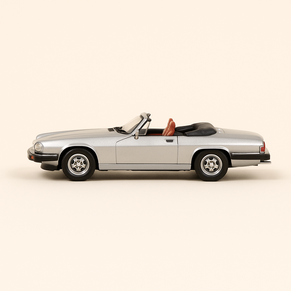 1988 Grey Jaguar XJ-S-V12 (pudełko z pleksiglasu z zaokrągloną pokrywą przymocowaną do pudełka)