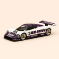 Photo professionnelle de la voiture miniature Jaguar Xjr12 Blanche Et Violette Numero 3 24 Heures Du Mans De 1990 - Image clean haute qualité