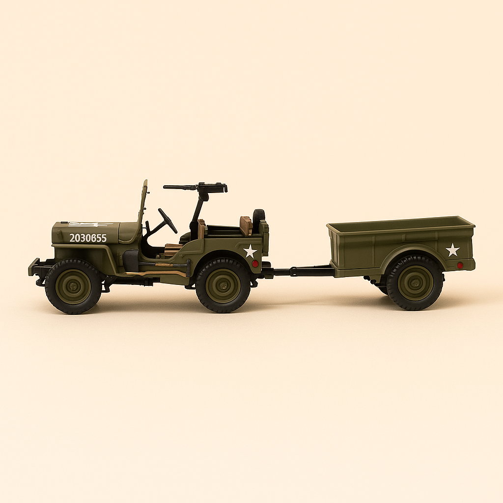 Jeep Willys mat Unhänger (Solido Kollektioun) - Këscht Nr. 2