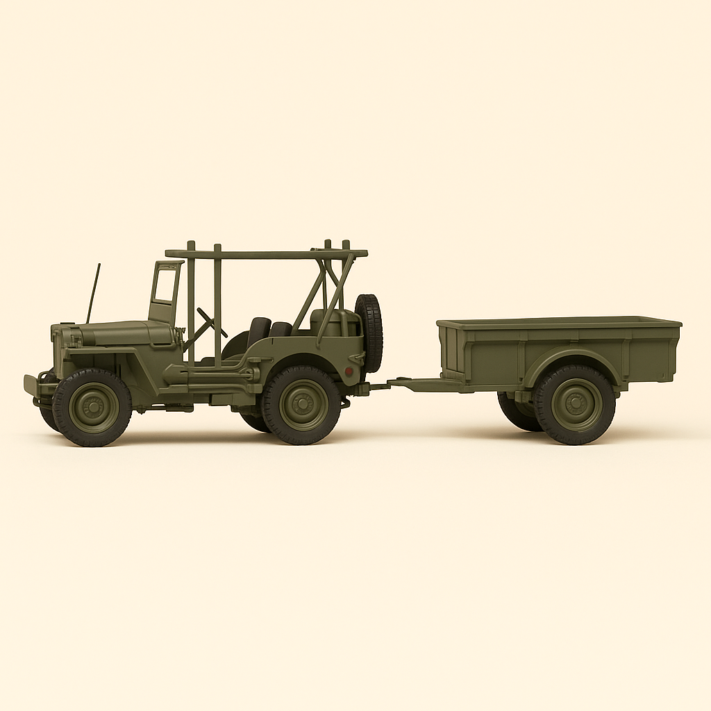 Jeep Willys mat Unhänger (Solido Kollektioun) - Këscht Nr. 3