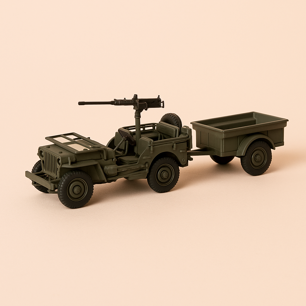 Jeep Willys mat Unhänger (Solido Kollektioun) - Këscht Nr. 6