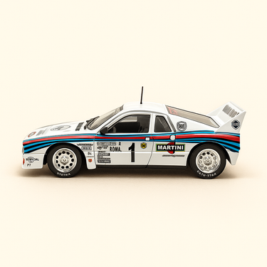 Photo professionnelle de la voiture miniature Lancia 037 Rallye De Monte Carlo De 1983 - Image clean haute qualité