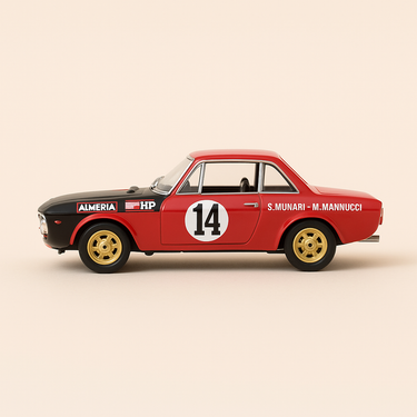 Photo professionnelle de la voiture miniature Lancia Fulvia Hf Rouge Et Noire Rallye De Monte Carlo De 1972 - Image clean haute qualité