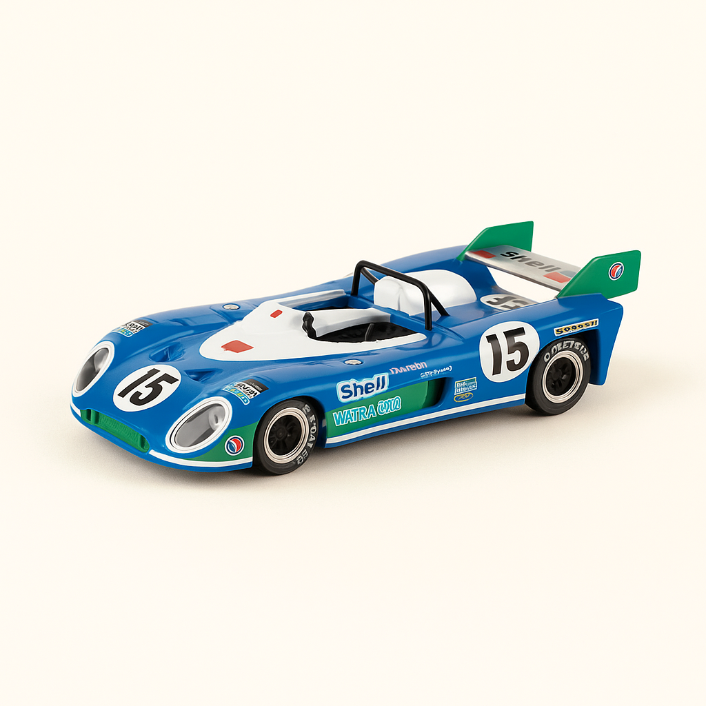 Matra MS670 blo-wäiss Nummer 15 (24 Stonnen vu Le Mans 1972)