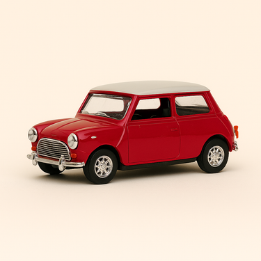 Photo professionnelle de la voiture miniature Mini Cooper S Rouge Et Toit Blanc De 1969 Solido - Image clean haute qualité
