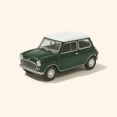 Photo professionnelle de la voiture miniature Mini Cooper S Verte De 1967 - Image clean haute qualité