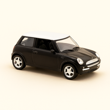 Photo professionnelle de la voiture miniature New Mini Noire Et Toit Blanc - Image clean haute qualité