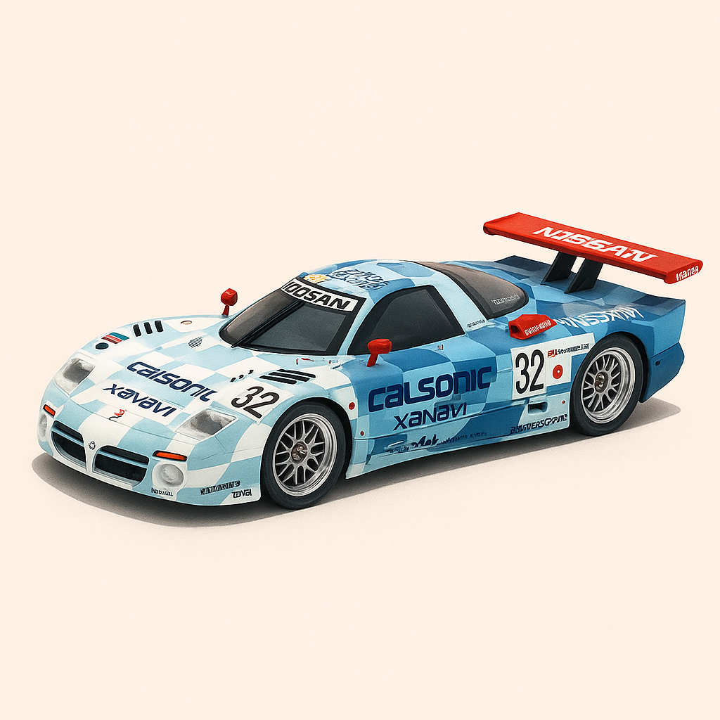 Niebieski Nissan R390 GT1 numer 32 (24-godzinny wyścig Le Mans z 1998 r.)
