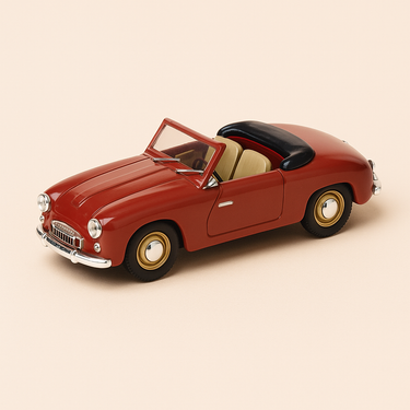 Photo professionnelle de la voiture miniature Panhard Dyna Junior Rouge De 1954 - Image clean haute qualité