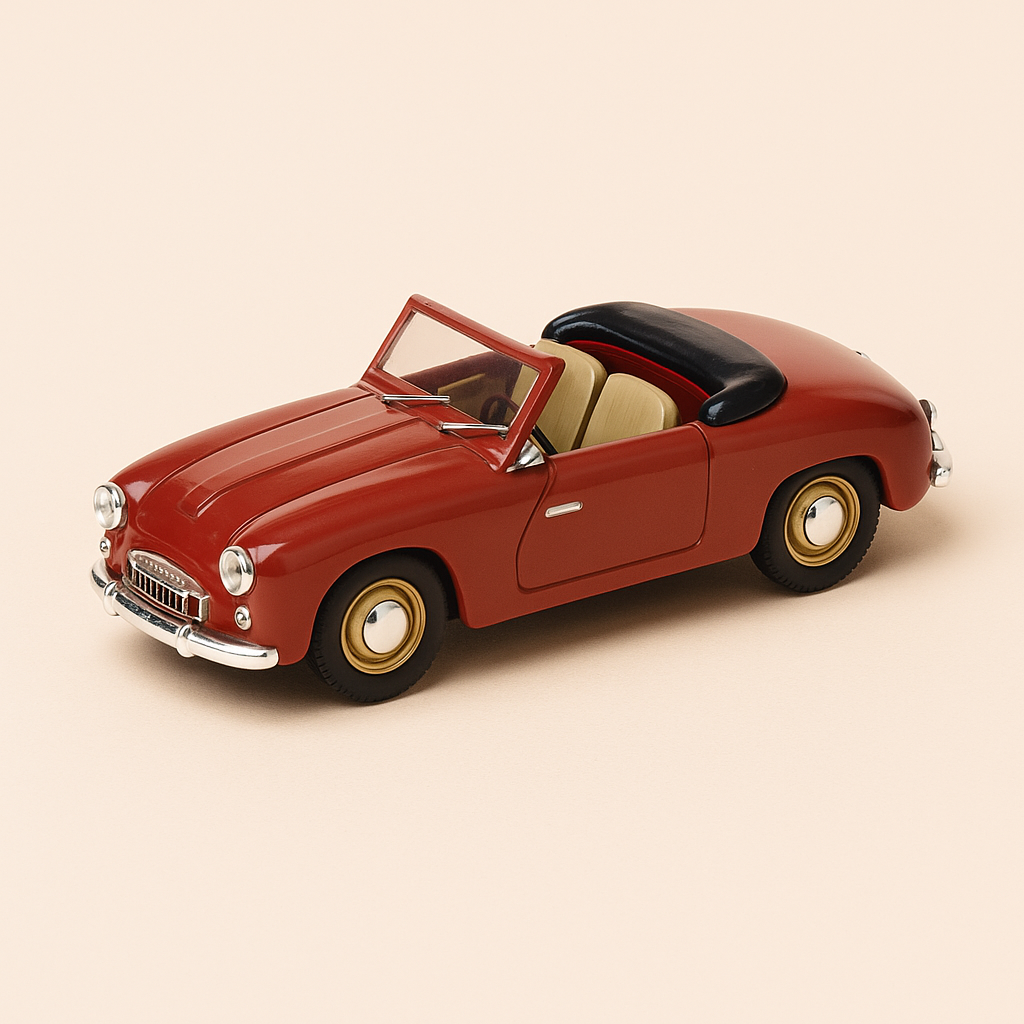 Photo professionnelle de la voiture miniature Panhard Dyna Junior Rouge De 1954 - Image clean haute qualité