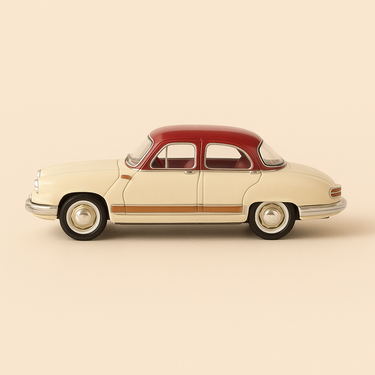 Photo professionnelle de la voiture miniature Panhard Dyna Z Beige Et Marron - Image clean haute qualité