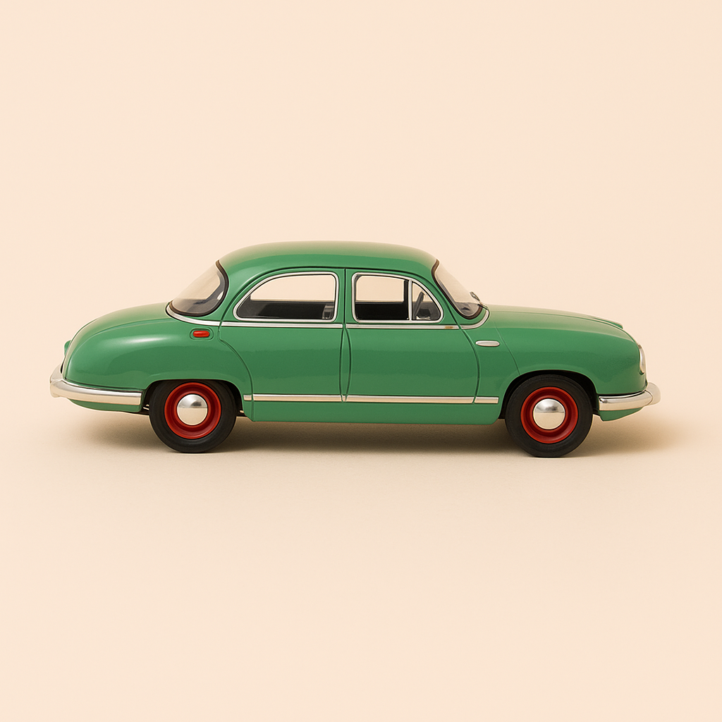 Gréng Panhard Dyna Z vun 1954 (Moossstaf 1/24)