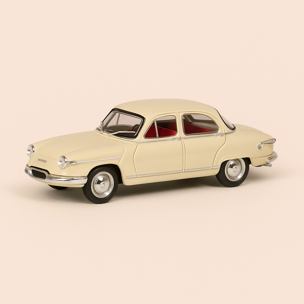 Photo professionnelle de la voiture miniature Panhard Pl 17 Couleur Creme Beige De 1960 - Image clean haute qualité