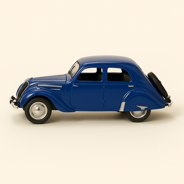 Photo professionnelle de la voiture miniature Peugeot 202 Bleue De 1939 Blister Auto Plus - Image clean haute qualité
