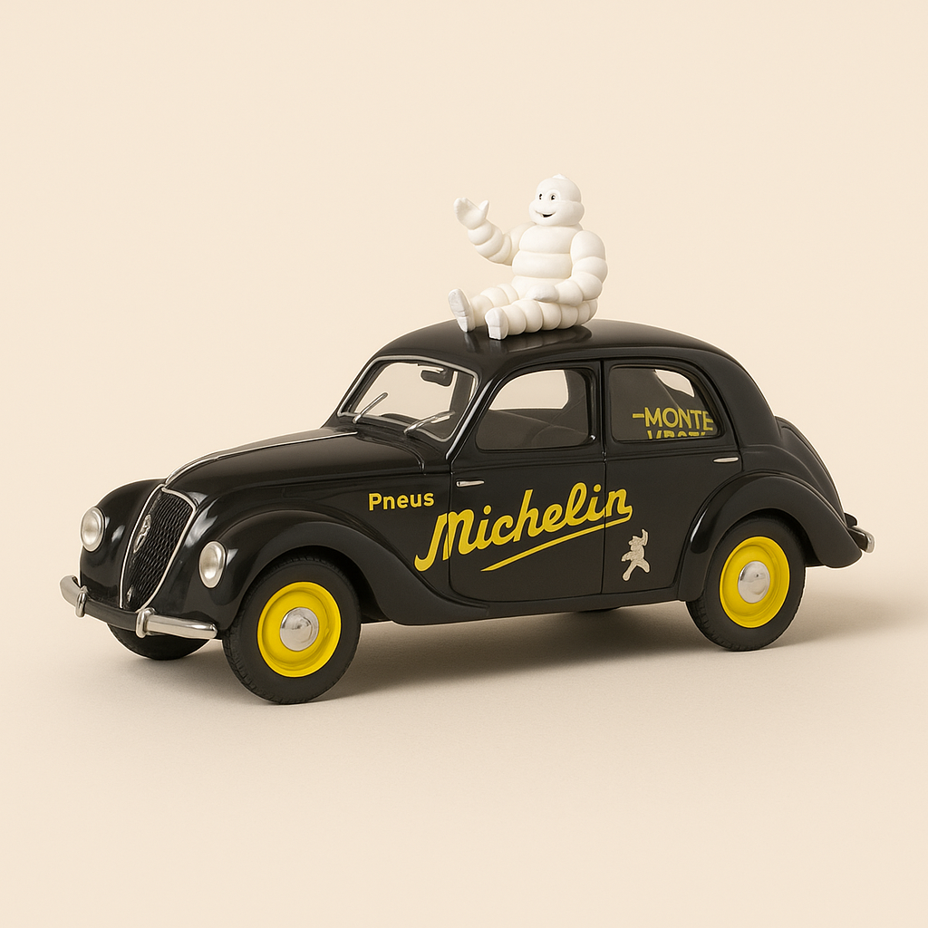 Photo professionnelle de la voiture miniature Peugeot 202 Michelin - Image clean haute qualité