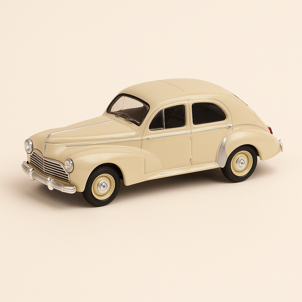 Peugeot 203 beige / hellbrong vun 1950 (Auto Plus)