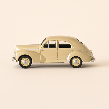 Photo professionnelle de la voiture miniature Peugeot 203 Couleur Creme De 1950 Blister Auto Plus - Image clean haute qualité