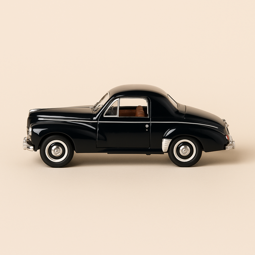 Photo professionnelle de la voiture miniature Peugeot 203 Coupe Bleue Foncee De 1954 Blister - Image clean haute qualité