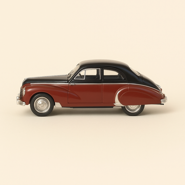 Photo professionnelle de la voiture miniature Peugeot 203 Darlmat Bordeaux Et Noire De 1953 - Image clean haute qualité