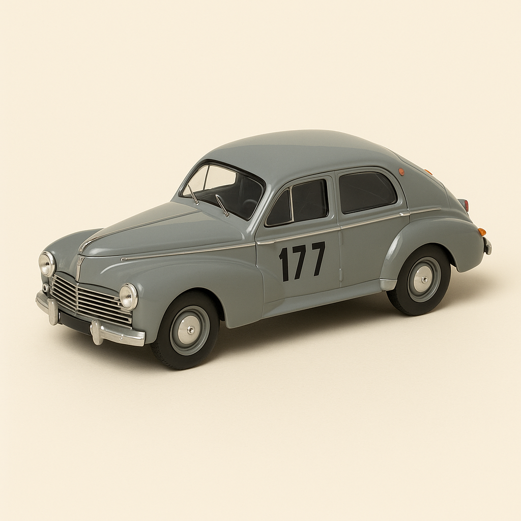 Peugeot 203 grise numéro 177 - rallye de Monté-Carlo de 1960