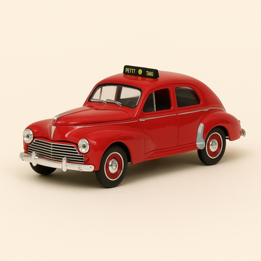 Photo professionnelle de la voiture miniature Peugeot 203 Rouge Taxi Solido Reference 4557 - Image clean haute qualité