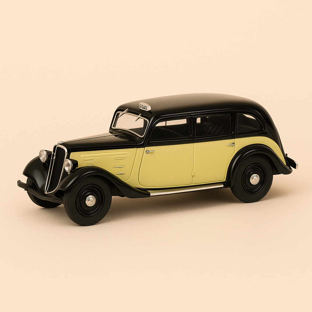 Peugeot 401 Long Taxi gréng a schwaarz vun 1935