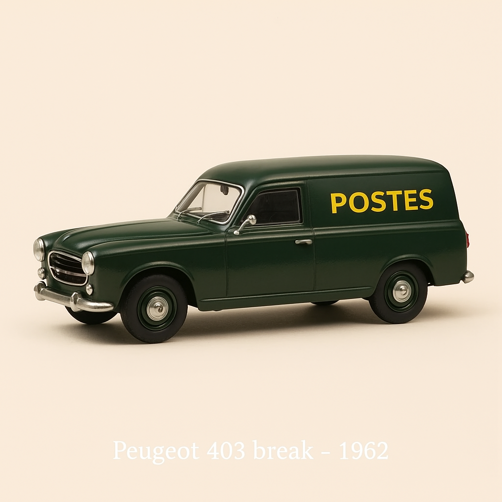 Donkergroene Peugeot 403 stationwagen uit 1962 La Poste - PTT