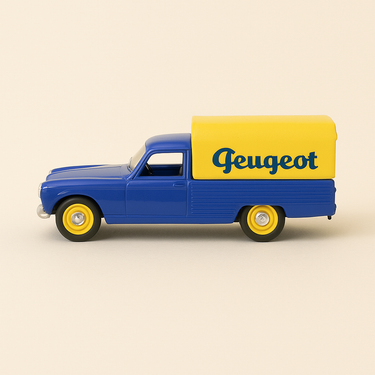 Photo professionnelle de la voiture miniature Peugeot 404 Bachee Bleue Et Jaune Voitures Miniatures Dexeption - Image clean haute qualité