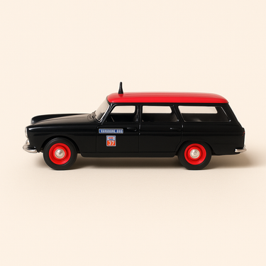 Photo professionnelle de la voiture miniature Peugeot 404 Break Noir Et Rouge De 1964 Taxi Eligor - Image clean haute qualité