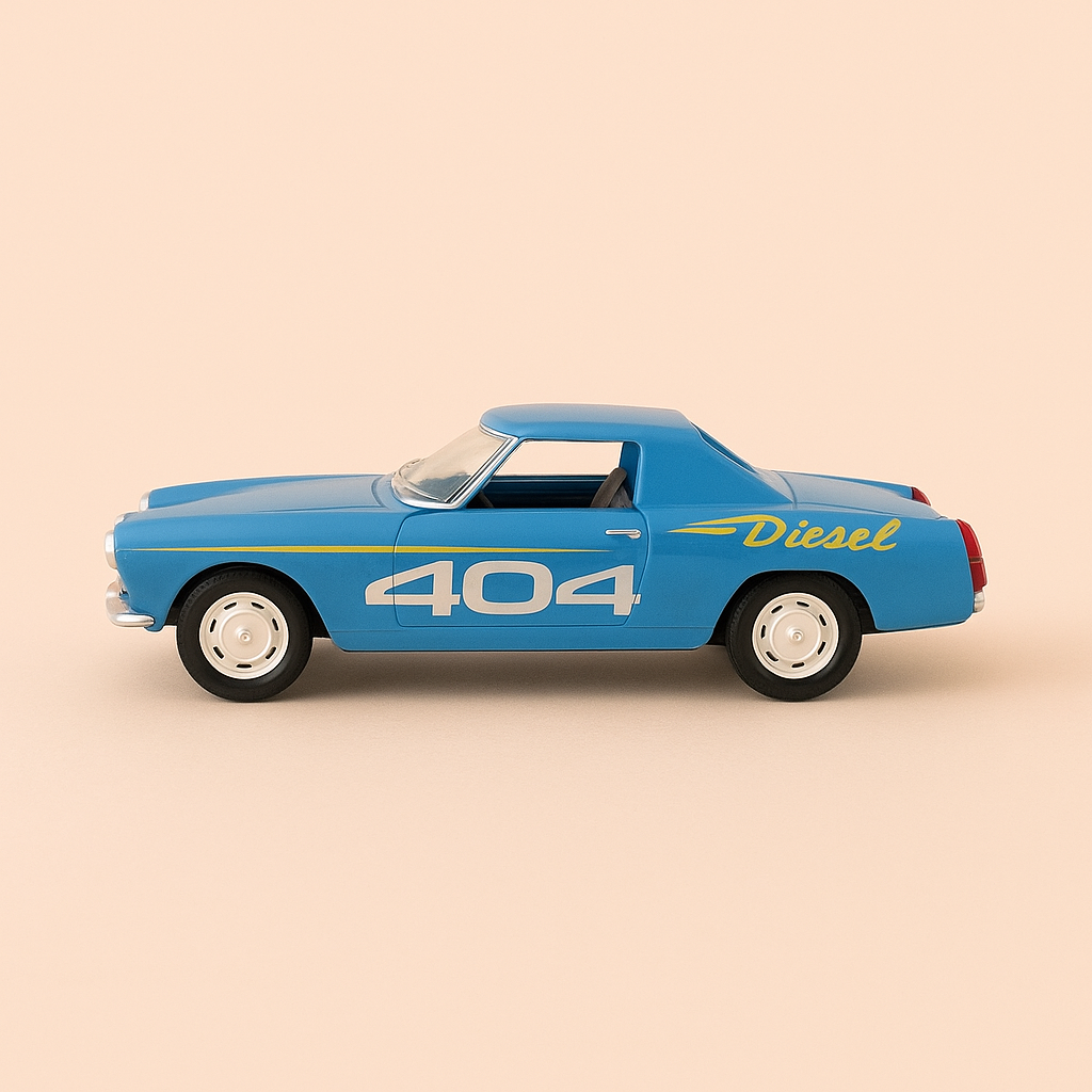 Peugeot 404 Diesel aus den Opzeechnunge vun 1965 (bloen Auto)