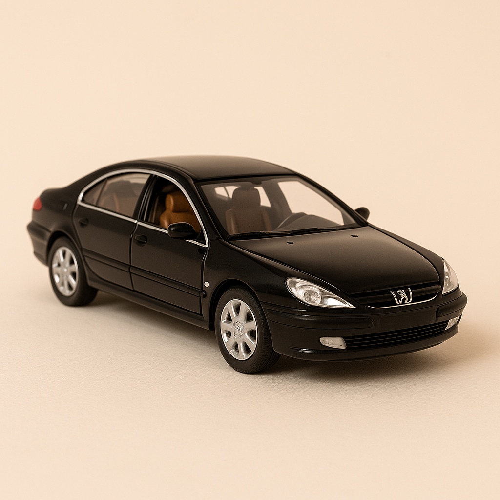 Peugeot 607 schwaarz vun 2000 (rechteckeg Boxset) Norev