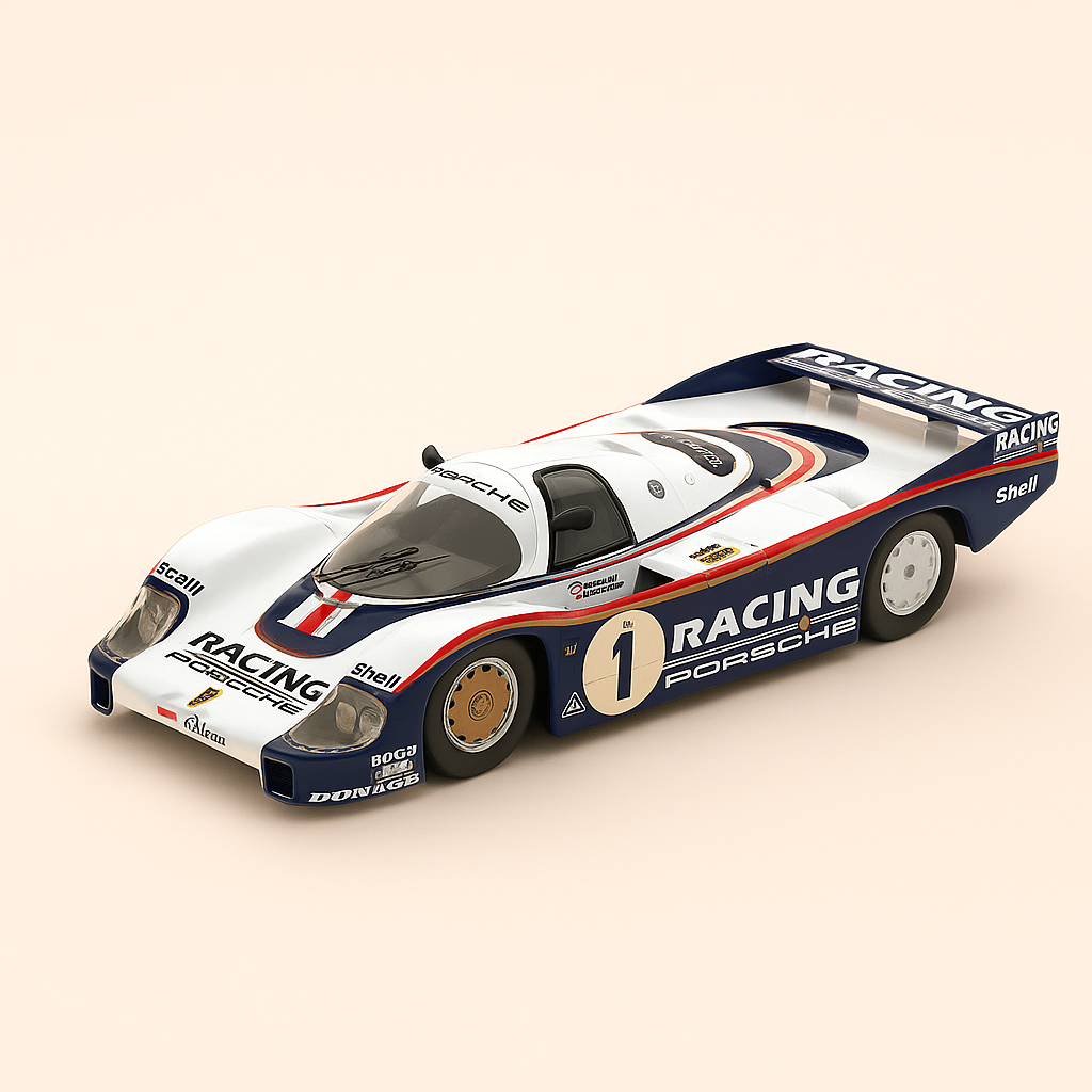 Niebiesko-białe Porsche 956 numer 1 (24-godzinny wyścig Le Mans z 1982 r.)
