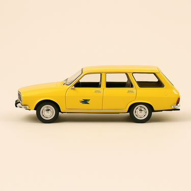 Photo professionnelle de la voiture miniature Renault 12 Break Jaune De 1971 La Poste Ptt - Image clean haute qualité