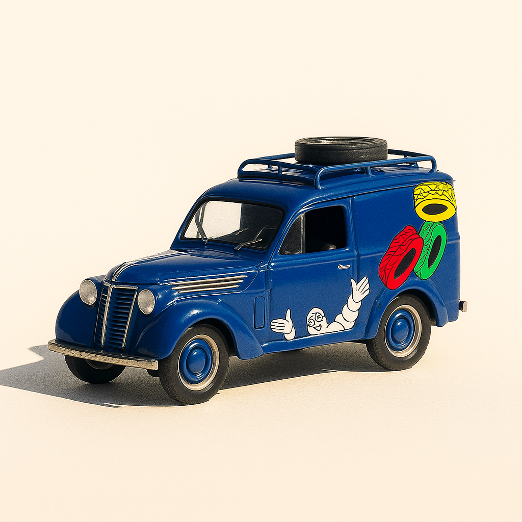 Renault 300 kg fourgonnette bleue MICHELIN (avec pneux sur la galerie)