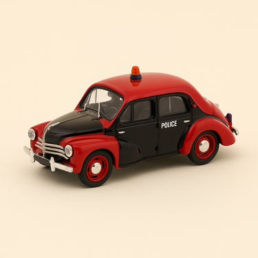 Photo professionnelle de la voiture miniature Renault 4 Cv R 1062 Rouge Et Noire De 1956 Police Monegasque - Image clean haute qualité
