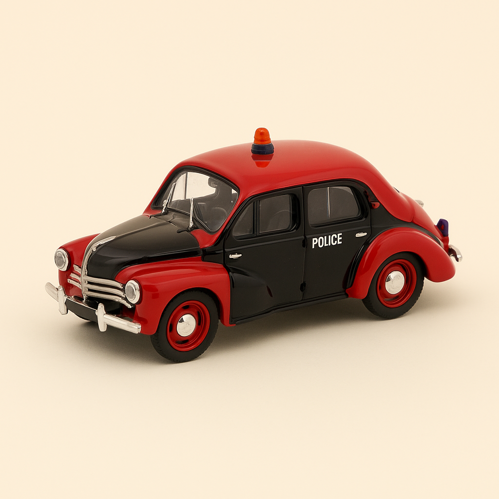 Photo professionnelle de la voiture miniature Renault 4 Cv R 1062 Rouge Et Noire De 1956 Police Monegasque - Image clean haute qualité