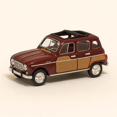 Photo professionnelle de la voiture miniature Renault 4 Parisienne Bordeaux Et Marron De 1964 - Image clean haute qualité