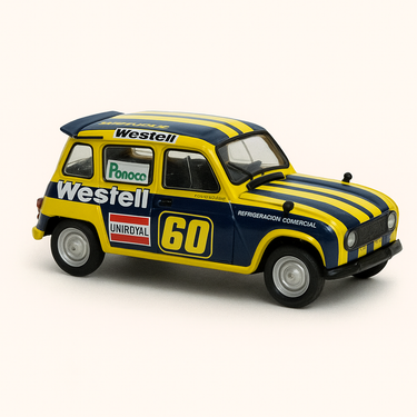 Photo professionnelle de la voiture miniature Renault 4 Peter Goldring Rayures Jaunes Et Noires - Image clean haute qualité
