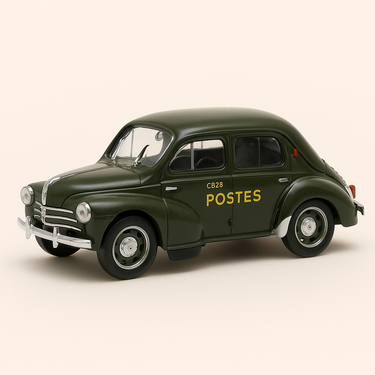 Photo professionnelle de la voiture miniature Renault 4Cv Verte Foncee De 1950 La Poste Ptt - Image clean haute qualité