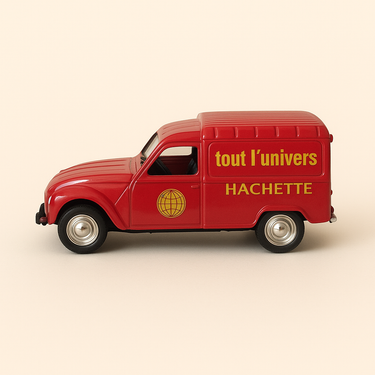Photo professionnelle de la voiture miniature Renault 4F6 Rouge Publicite Tout Lunivers - Image clean haute qualité