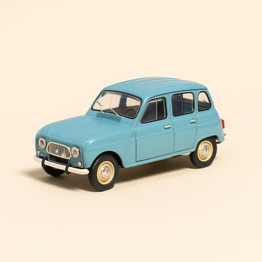 Photo professionnelle de la voiture miniature Renault 4L Bleue De 1962 - Image clean haute qualité