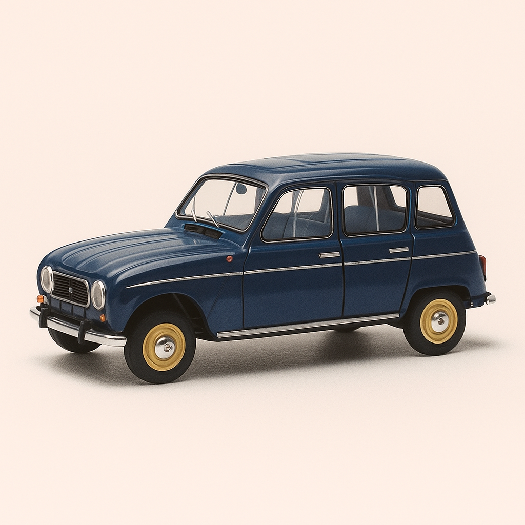 Renault 4L azul oscuro (con caja de cartón)
