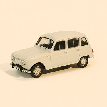 Photo professionnelle de la voiture miniature Renault 4L Super Blanche De 1962 - Image clean haute qualité